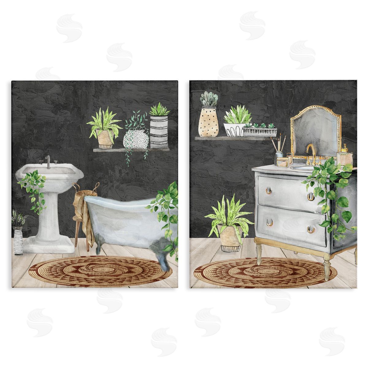 Kim Allen Relaxed Greens Bath Interior Canvas Wall Art Print