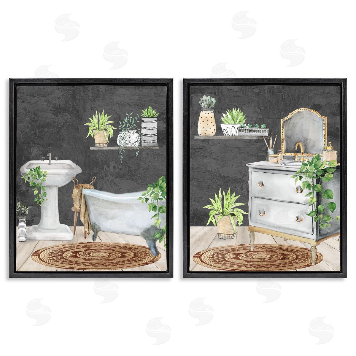 Kim Allen Relaxed Greens Bath Interior Canvas Wall Art Print