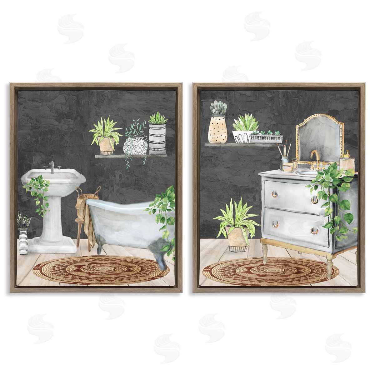 Kim Allen Relaxed Greens Bath Interior Canvas Wall Art Print