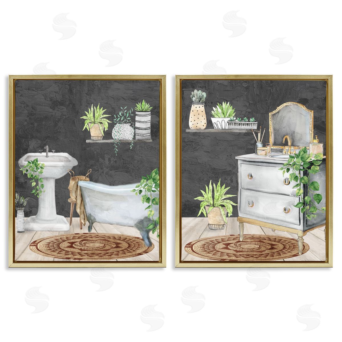 Kim Allen Relaxed Greens Bath Interior Canvas Wall Art Print