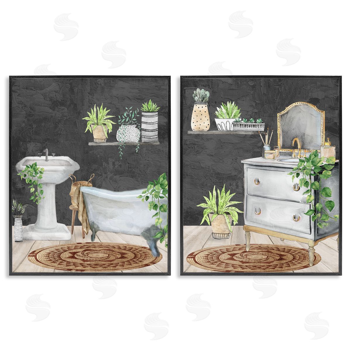 Kim Allen Relaxed Greens Bath Interior Canvas Wall Art Print