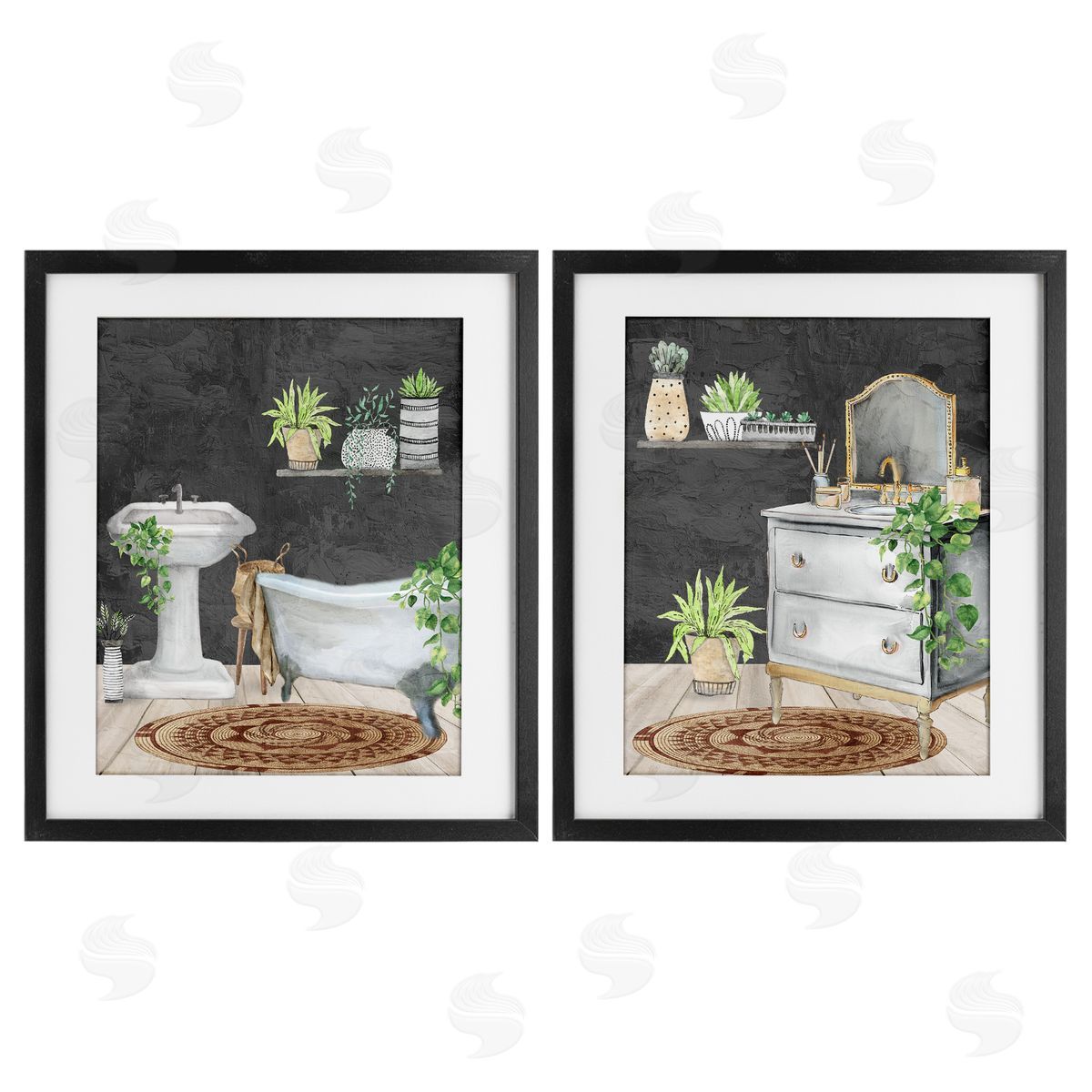 Kim Allen Relaxed Greens Bath Interior Canvas Wall Art Print