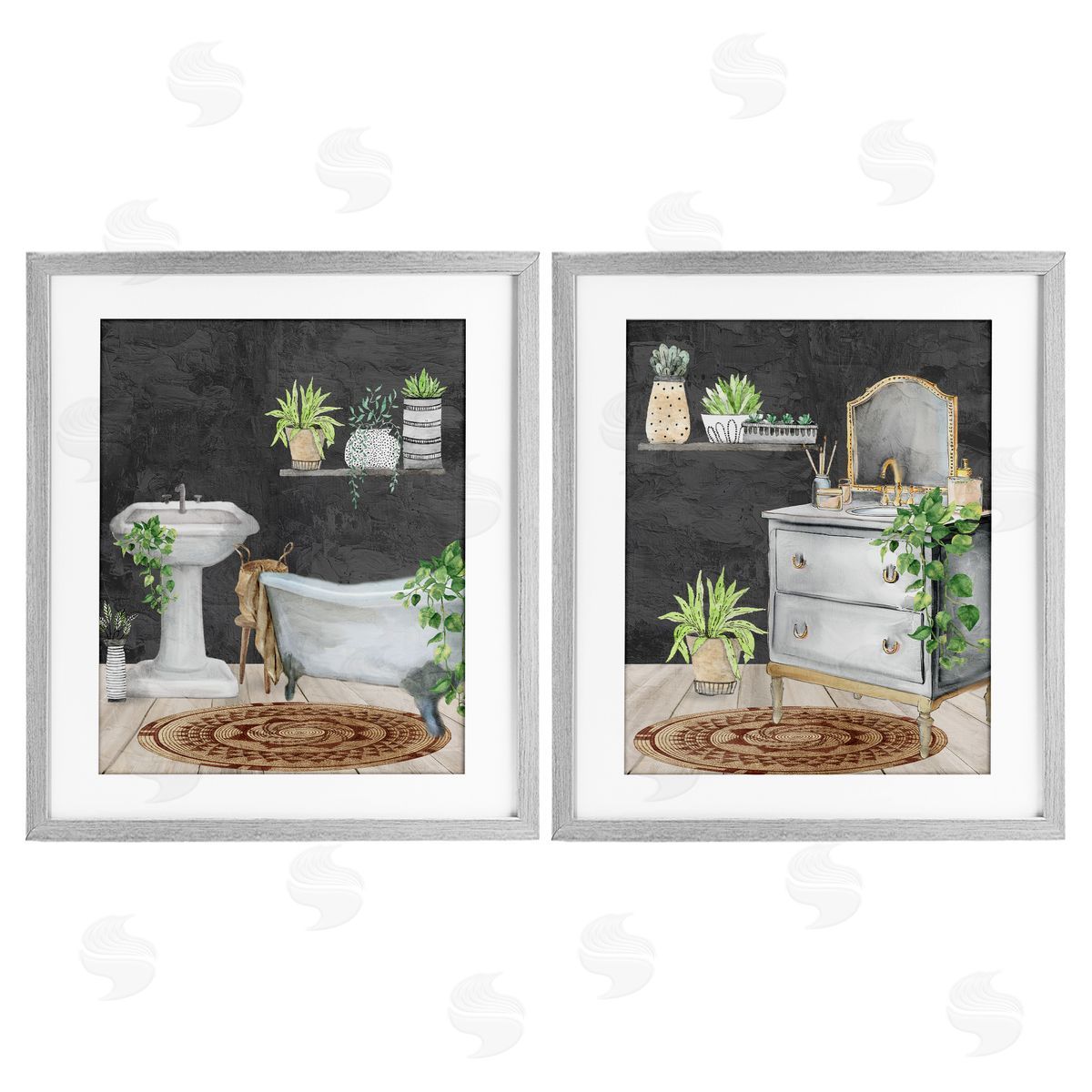 Kim Allen Relaxed Greens Bath Interior Canvas Wall Art Print