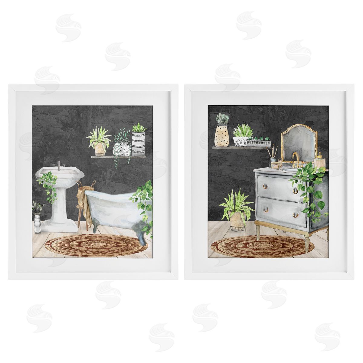 Kim Allen Relaxed Greens Bath Interior Canvas Wall Art Print