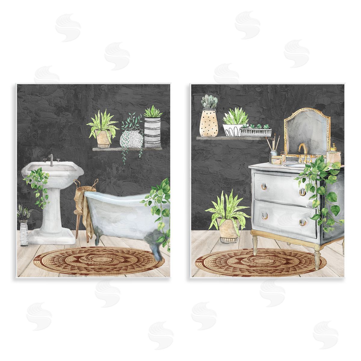 Kim Allen Relaxed Greens Bath Interior Canvas Wall Art Print