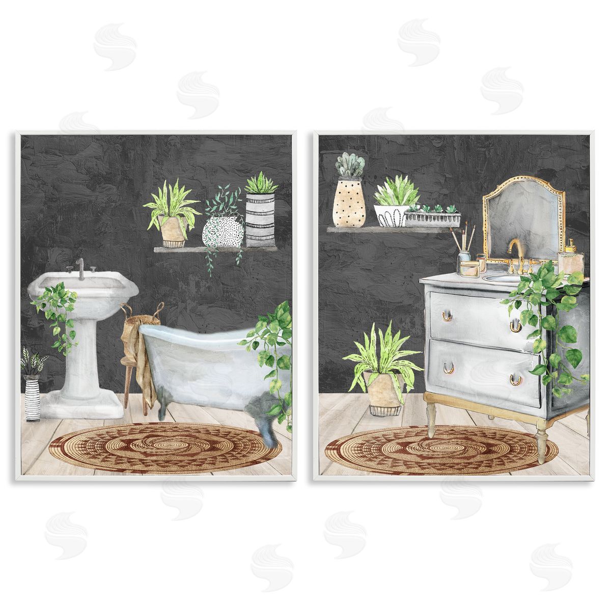 Kim Allen Relaxed Greens Bath Interior Canvas Wall Art Print