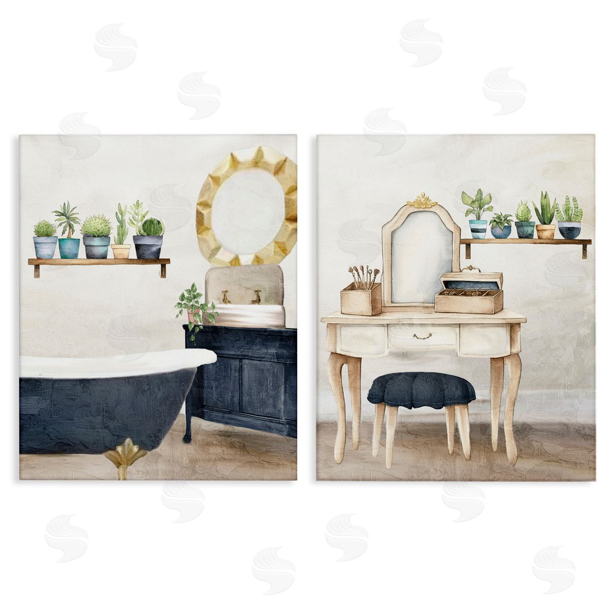 Kim Allen Blue Tub Bathroom Interior Canvas Wall Art Print