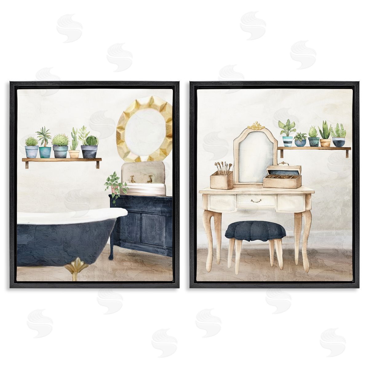 Kim Allen Blue Tub Bathroom Interior Canvas Wall Art Print