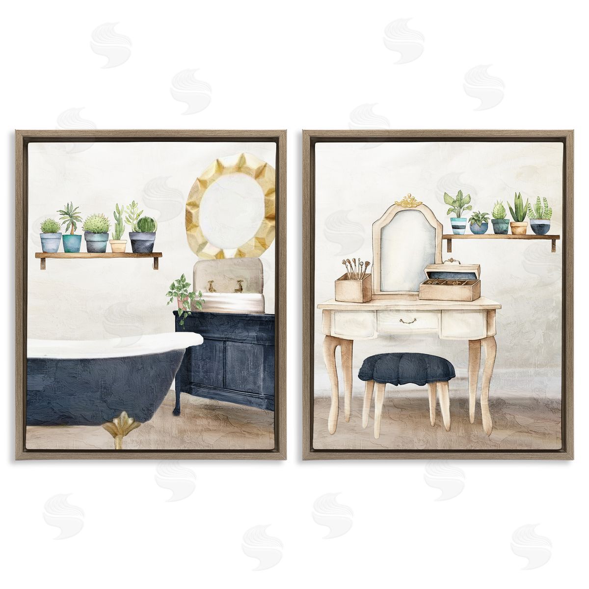 Kim Allen Blue Tub Bathroom Interior Canvas Wall Art Print