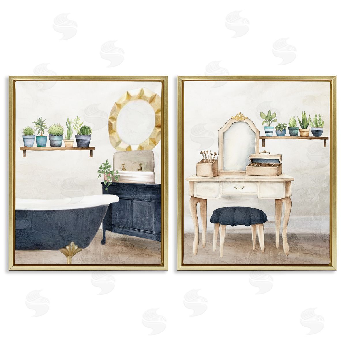 Kim Allen Blue Tub Bathroom Interior Canvas Wall Art Print