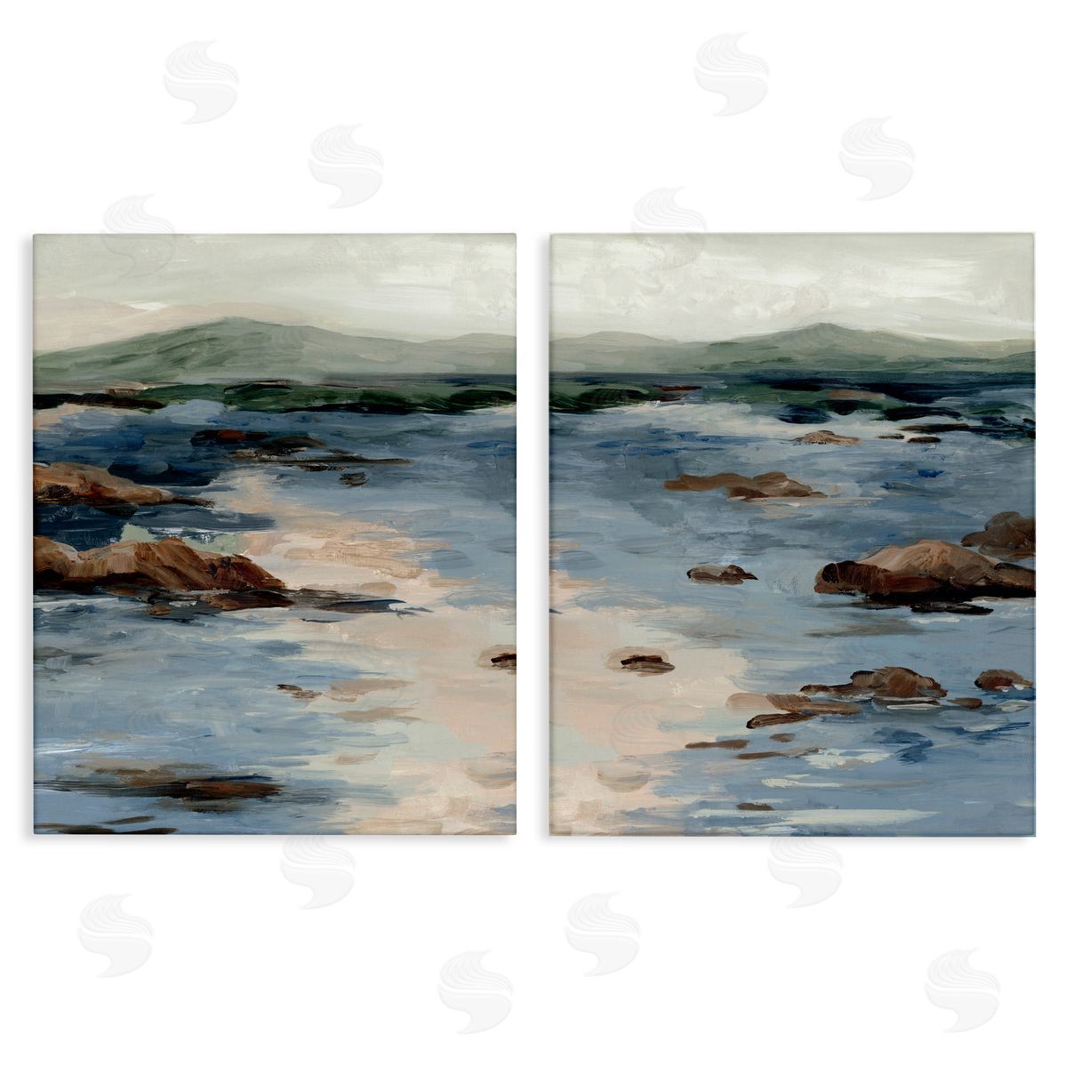 Jacob Q Crashing Tides Landscape Canvas Wall Art Print