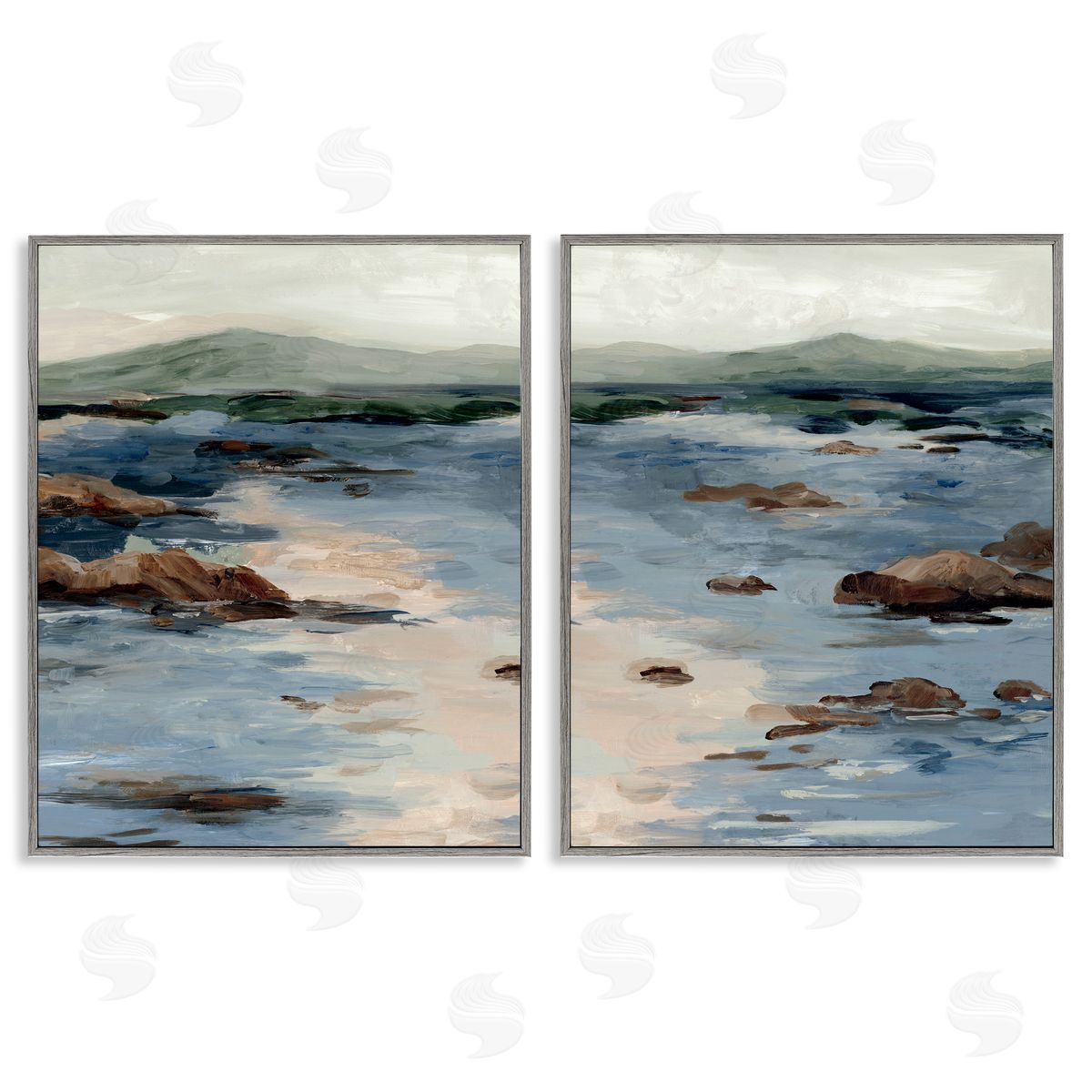 Jacob Q Crashing Tides Landscape Canvas Wall Art Print