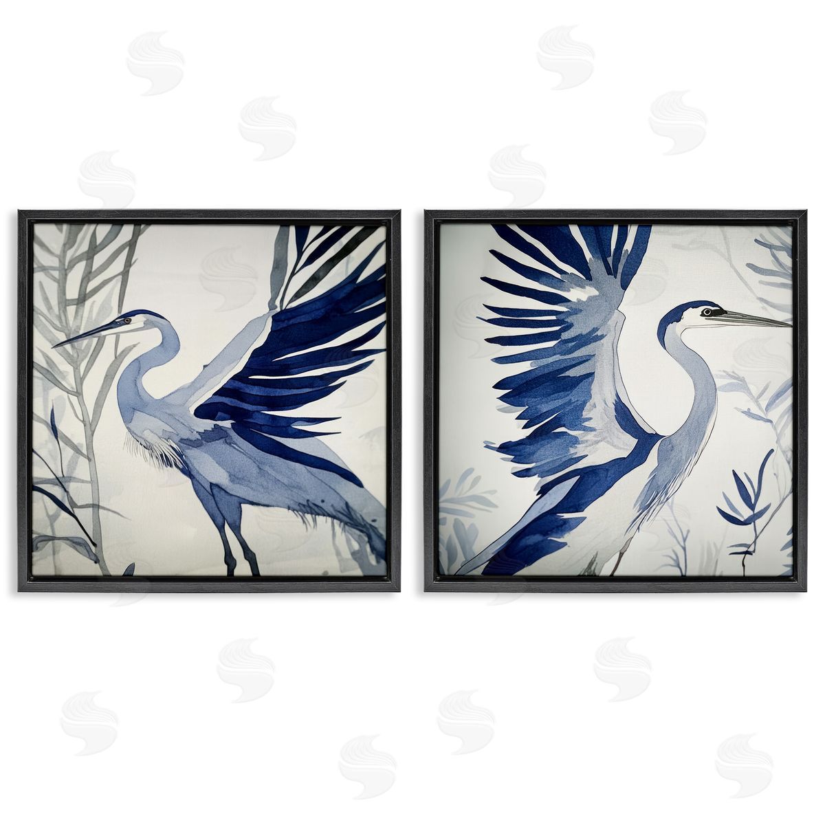 Mona Grace Whimsical Blue Beach Birds Canvas Wall Art Print