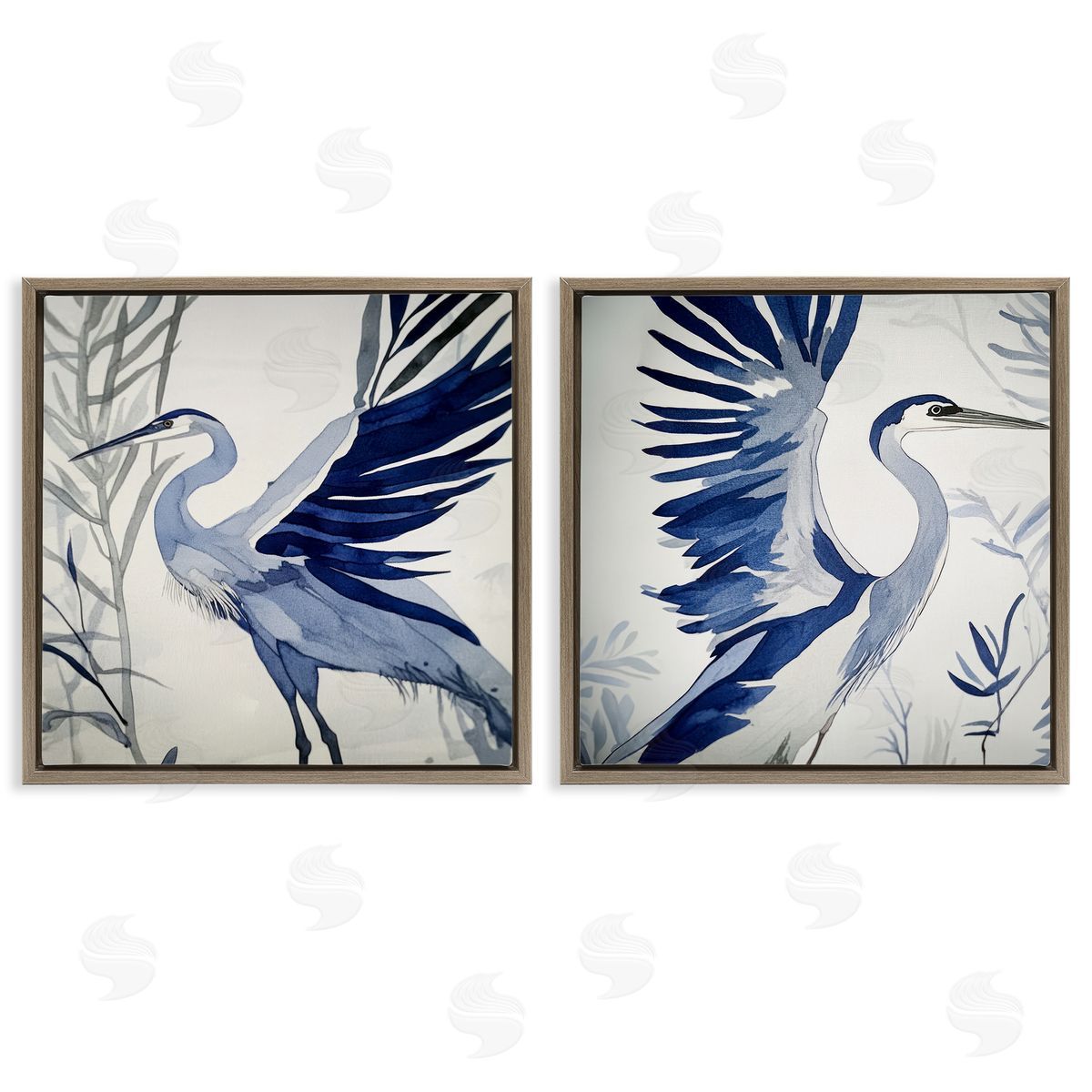 Mona Grace Whimsical Blue Beach Birds Canvas Wall Art Print