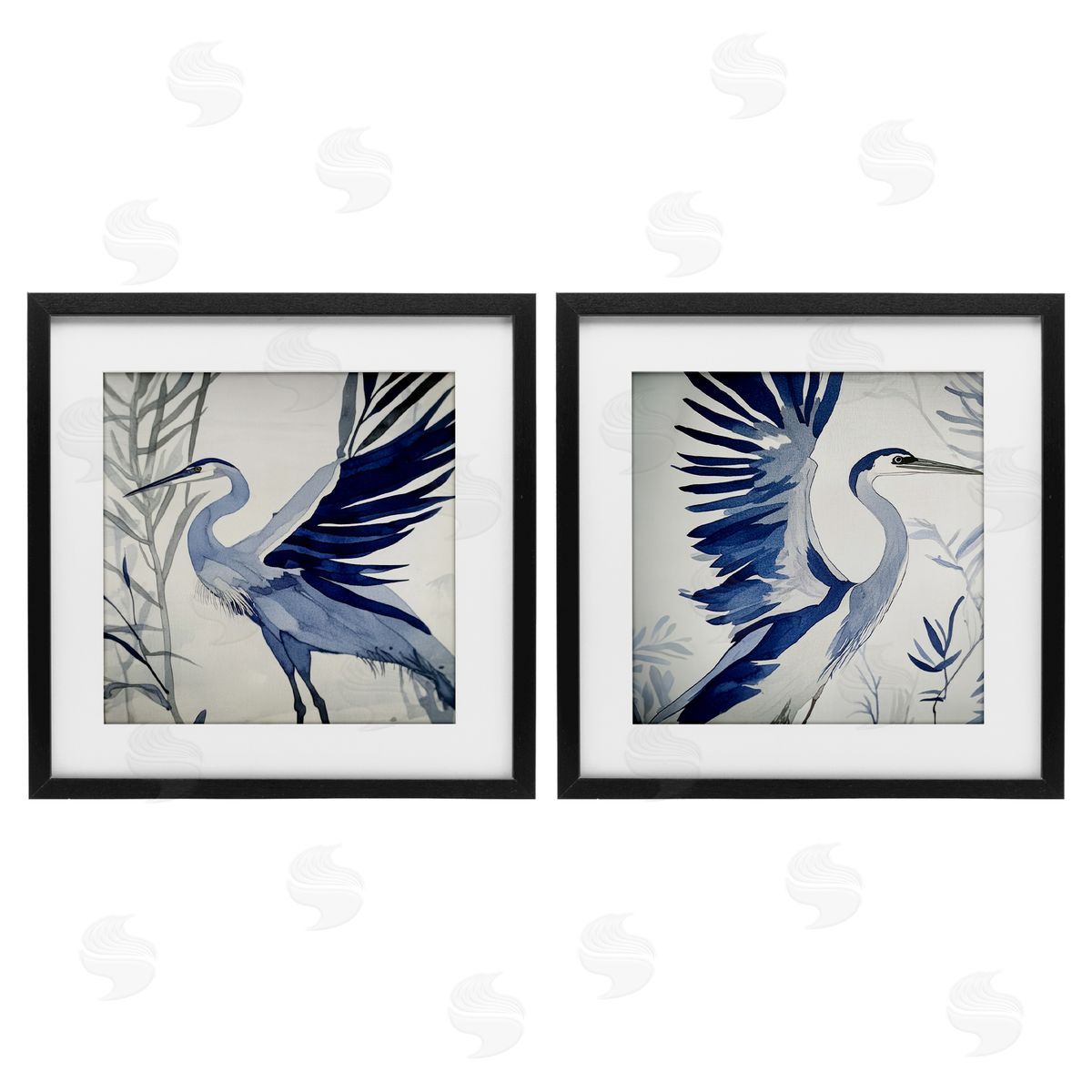 Mona Grace Whimsical Blue Beach Birds Canvas Wall Art Print