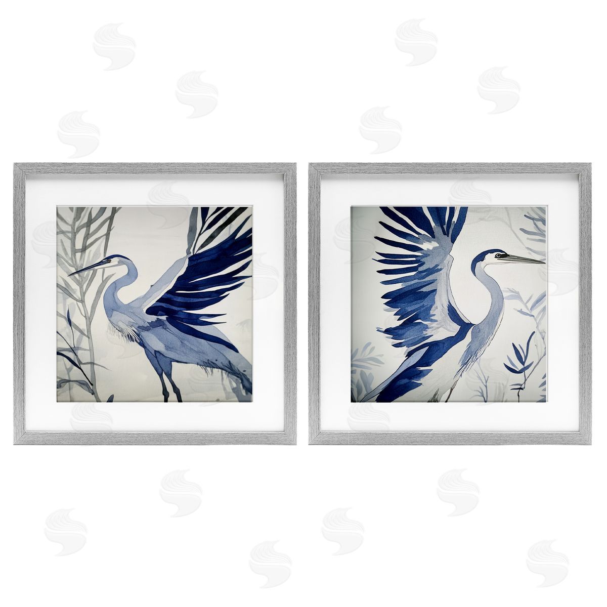 Mona Grace Whimsical Blue Beach Birds Canvas Wall Art Print