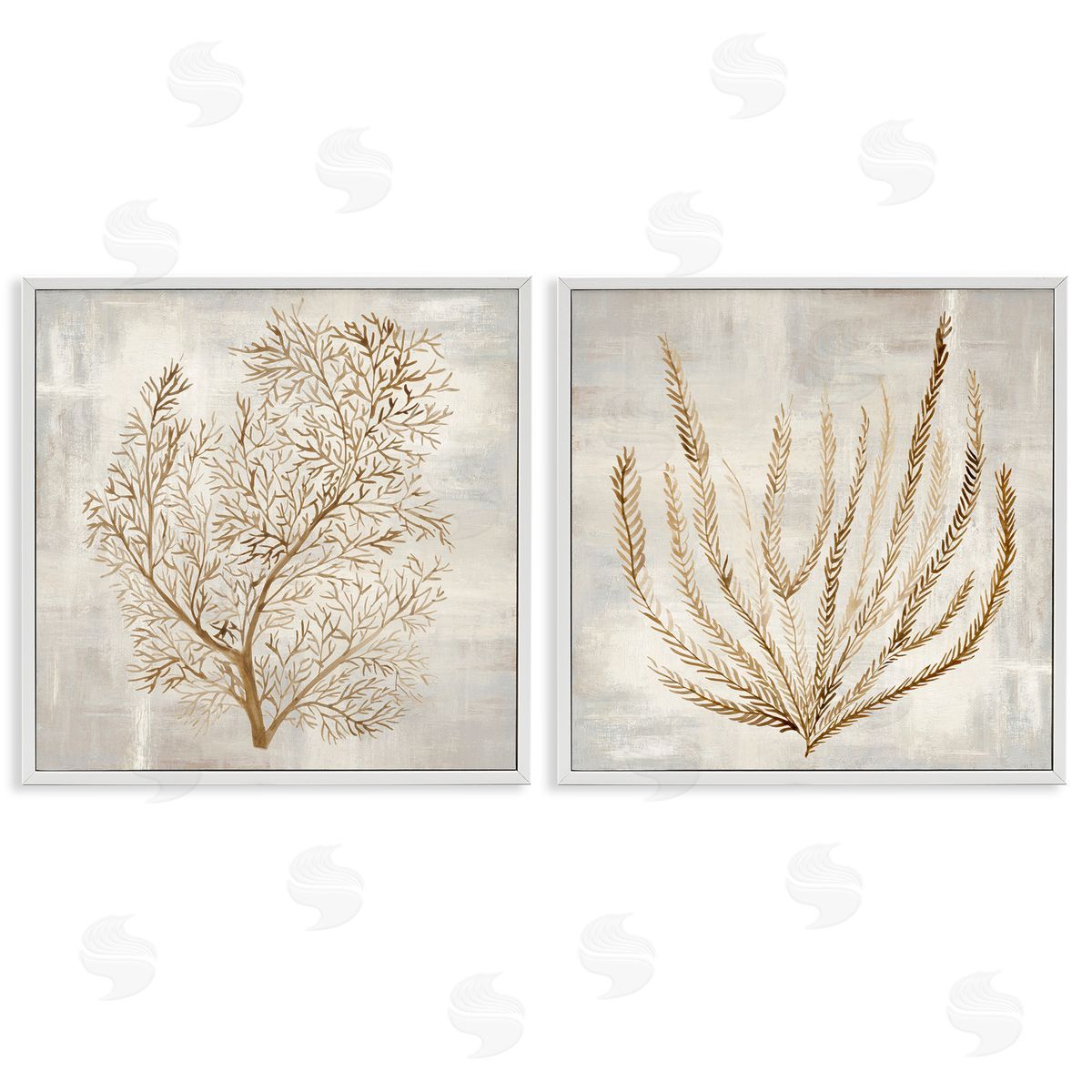 Hannah Dawson Beige Tides Coral Branches Canvas Wall Art Print