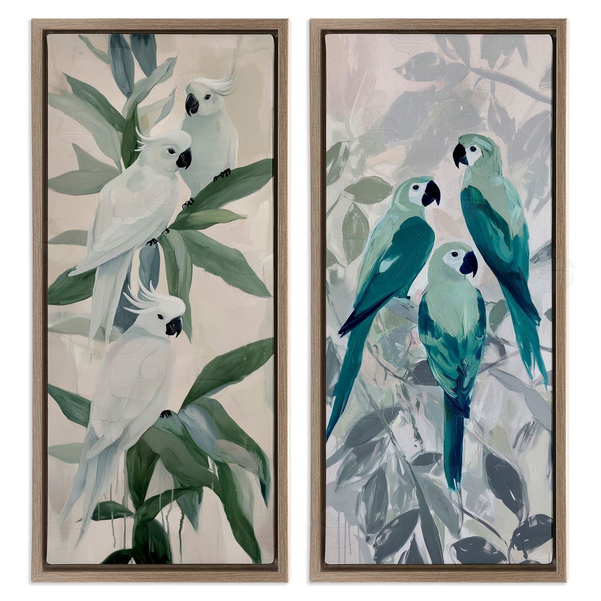 Amanda Tsoukanelis Parrot Trios Perched Canvas Wall Art Print