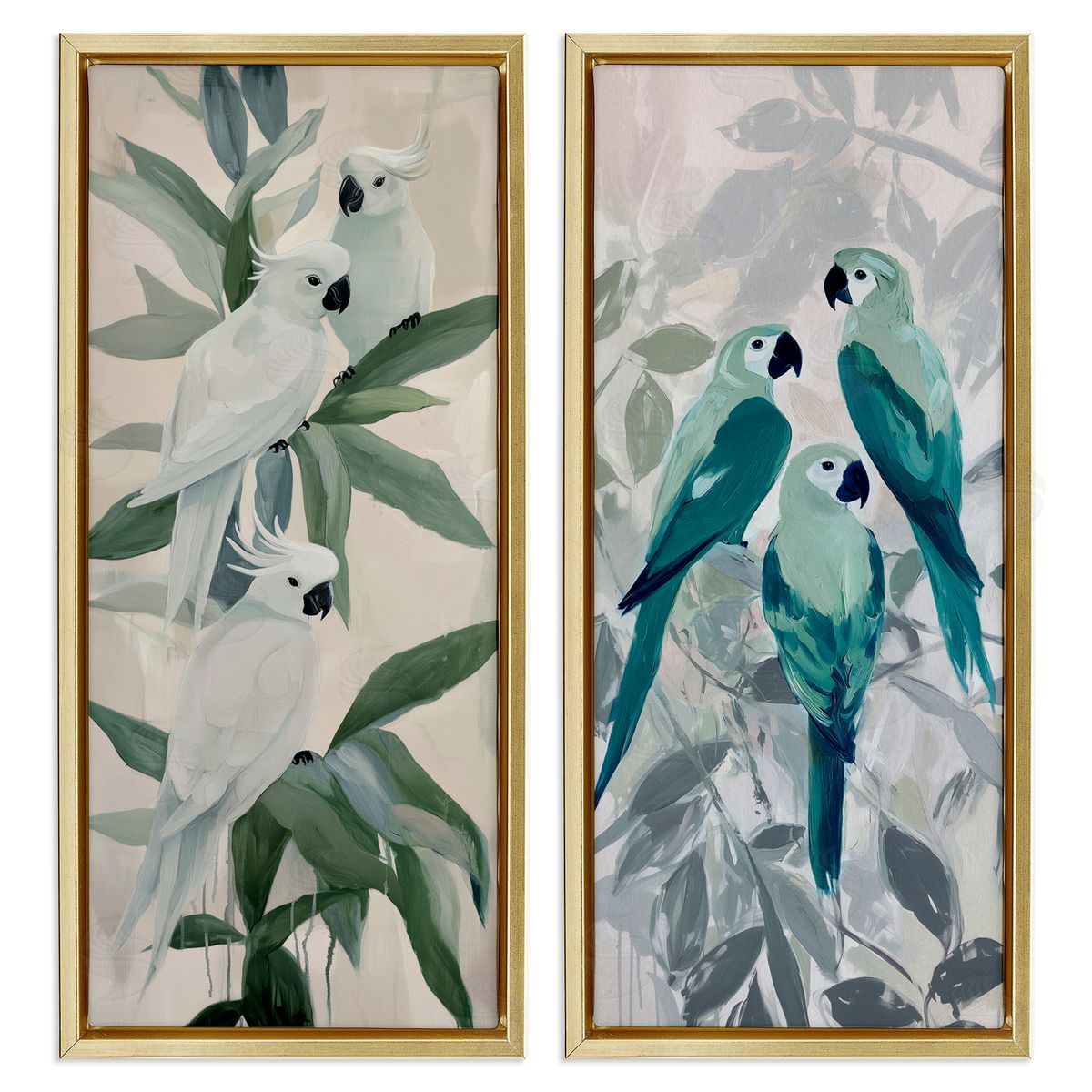 Amanda Tsoukanelis Parrot Trios Perched Canvas Wall Art Print