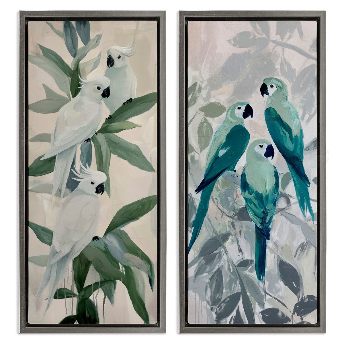 Amanda Tsoukanelis Parrot Trios Perched Canvas Wall Art Print