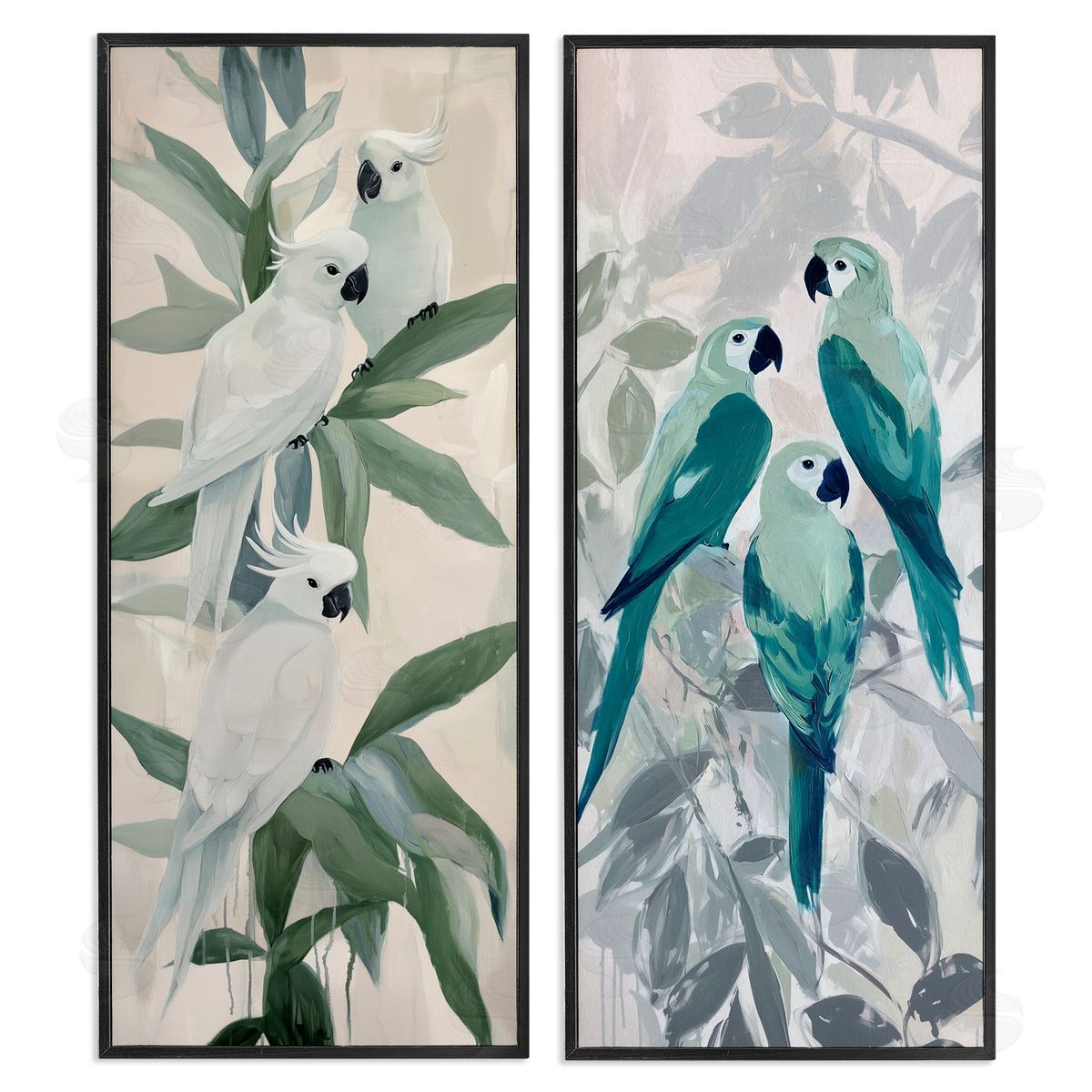 Amanda Tsoukanelis Parrot Trios Perched Canvas Wall Art Print
