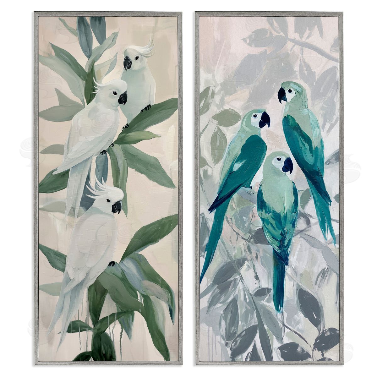 Amanda Tsoukanelis Parrot Trios Perched Canvas Wall Art Print