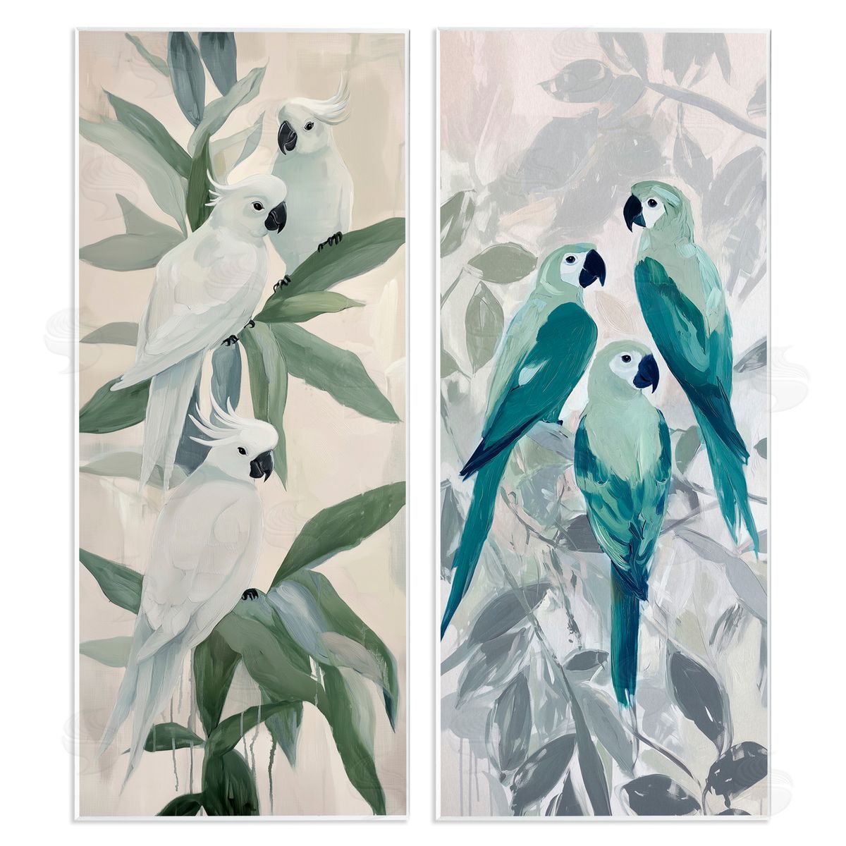 Amanda Tsoukanelis Parrot Trios Perched Canvas Wall Art Print