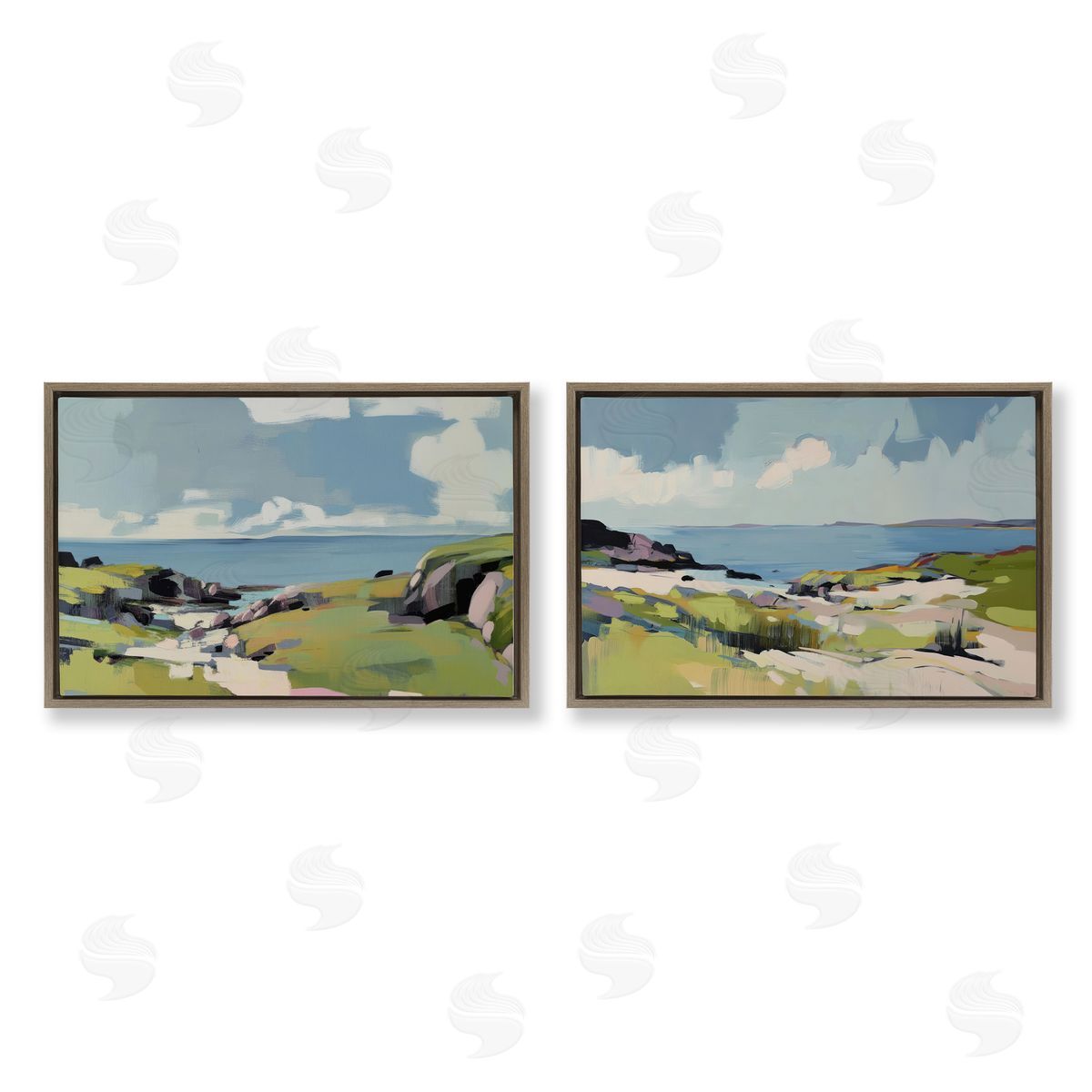 Elara Yasna Breezy Bay Landscape Canvas Wall Art Print