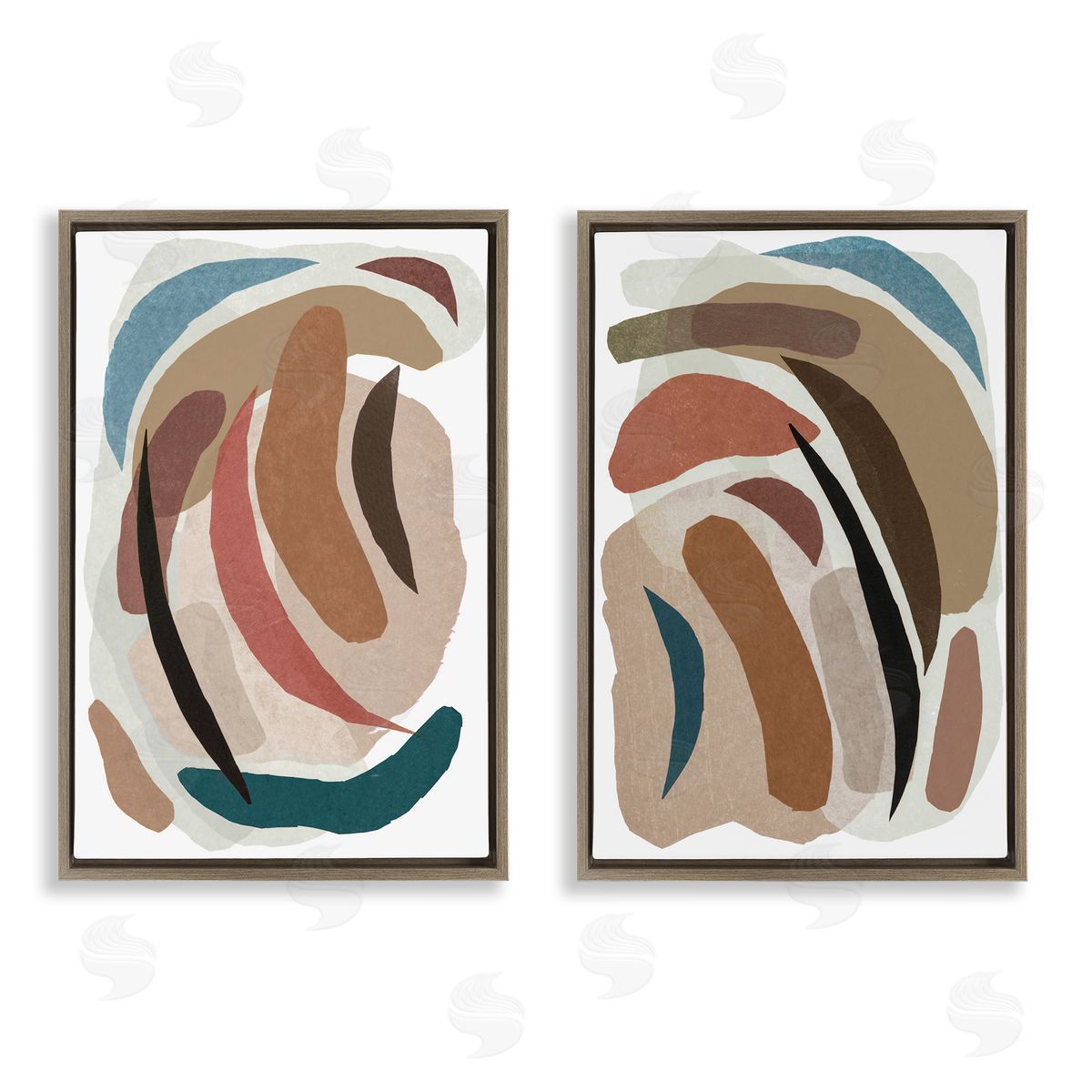 Nikki Galapon Earthy Paper Collage Shapes Canvas Wall Art Print