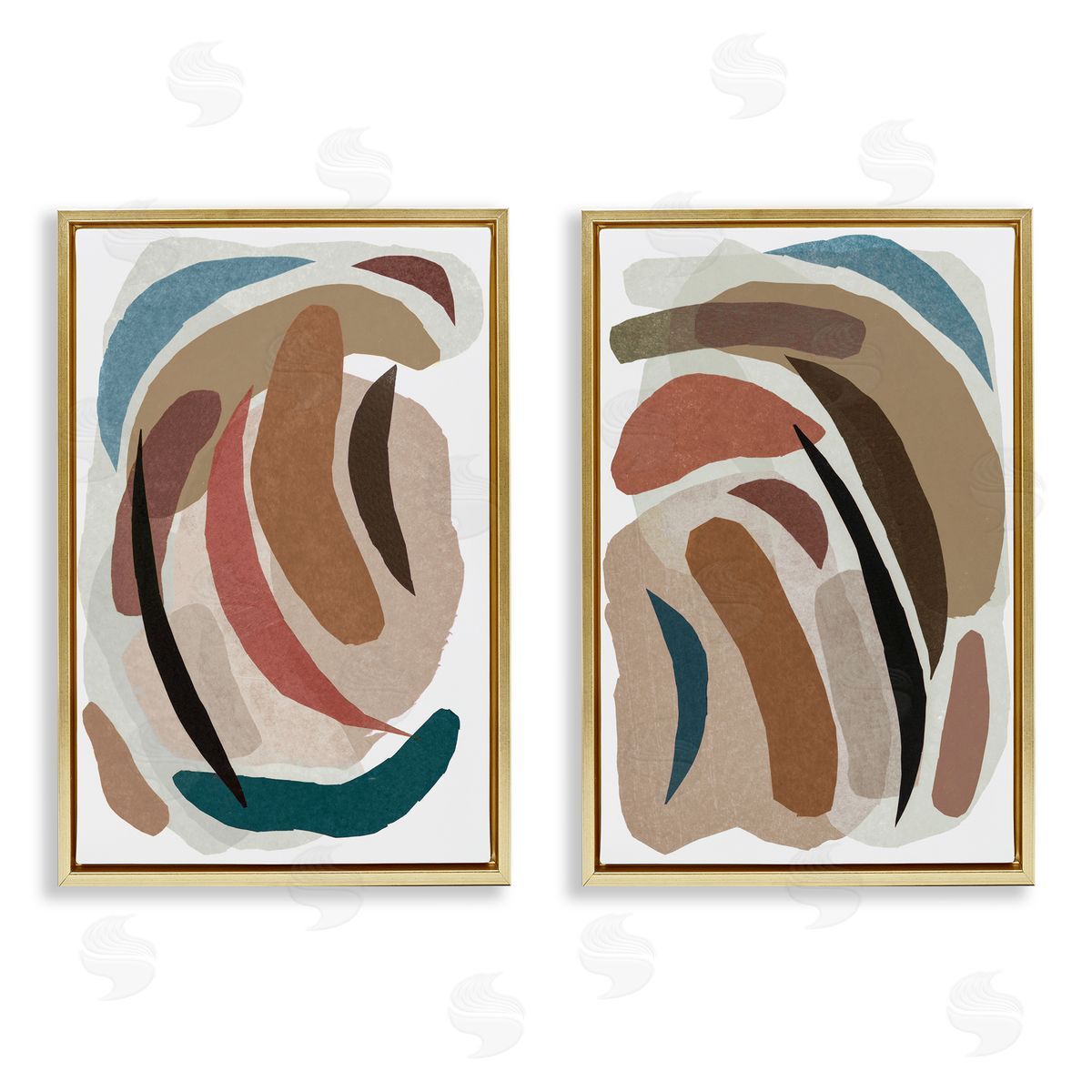 Nikki Galapon Earthy Paper Collage Shapes Canvas Wall Art Print