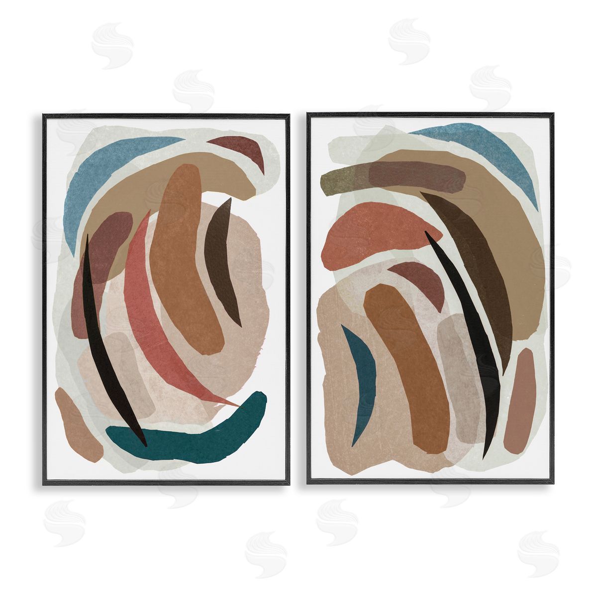 Nikki Galapon Earthy Paper Collage Shapes Canvas Wall Art Print