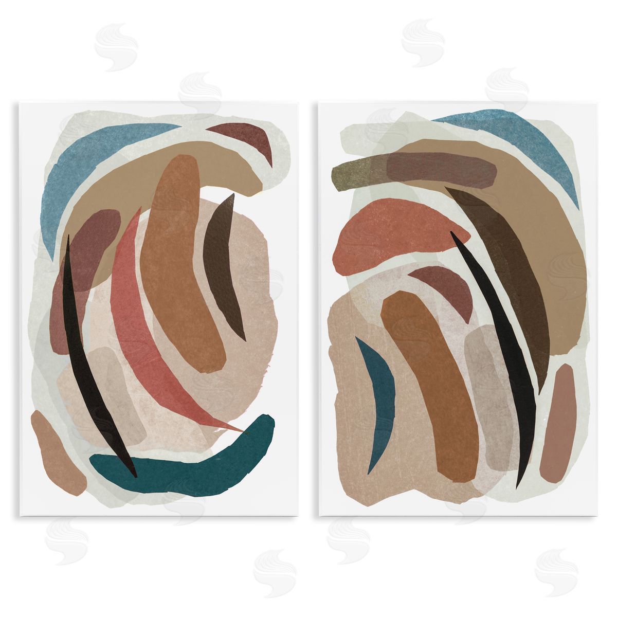 Nikki Galapon Earthy Paper Collage Shapes Canvas Wall Art Print