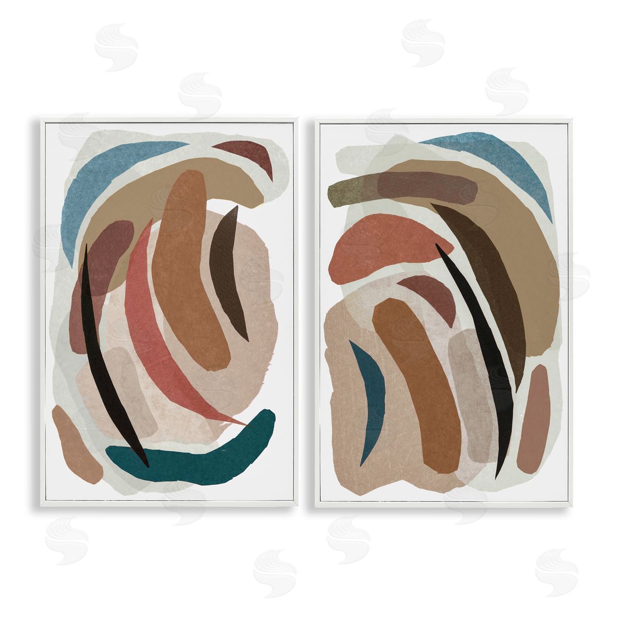 Nikki Galapon Earthy Paper Collage Shapes Canvas Wall Art Print