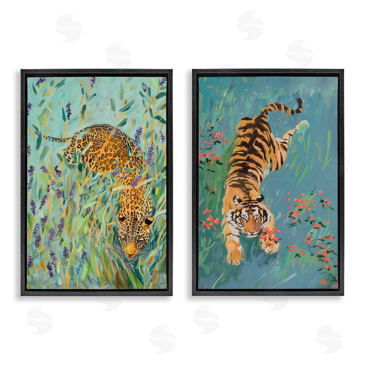 Amanda Tsoukanelis Prowling Tiger & Leopard Habitats Canvas Wall Art Print