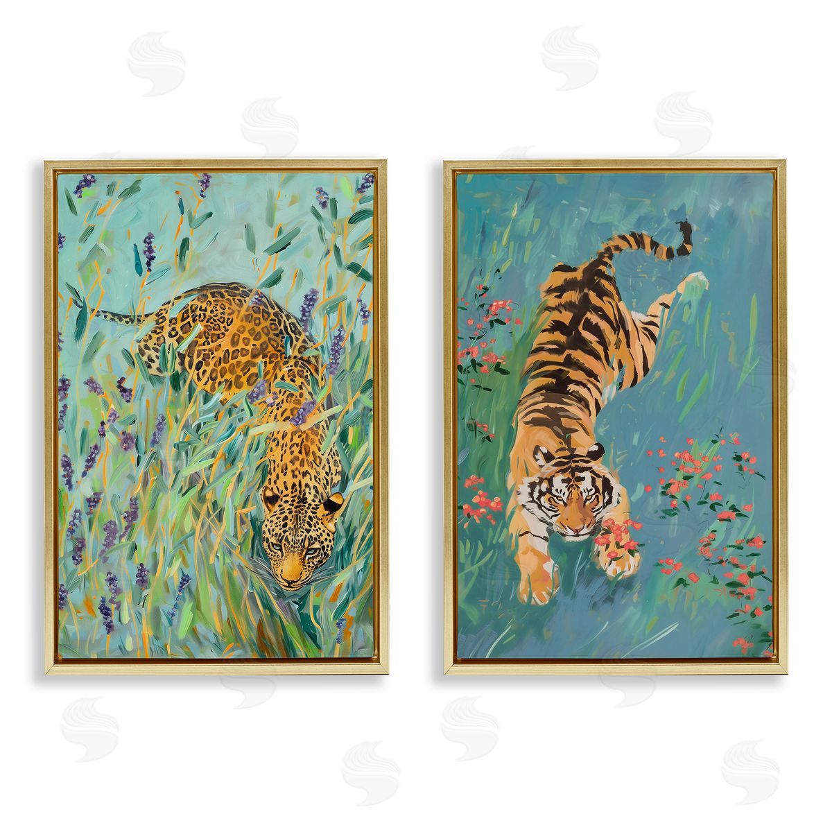 Amanda Tsoukanelis Prowling Tiger & Leopard Habitats Canvas Wall Art Print
