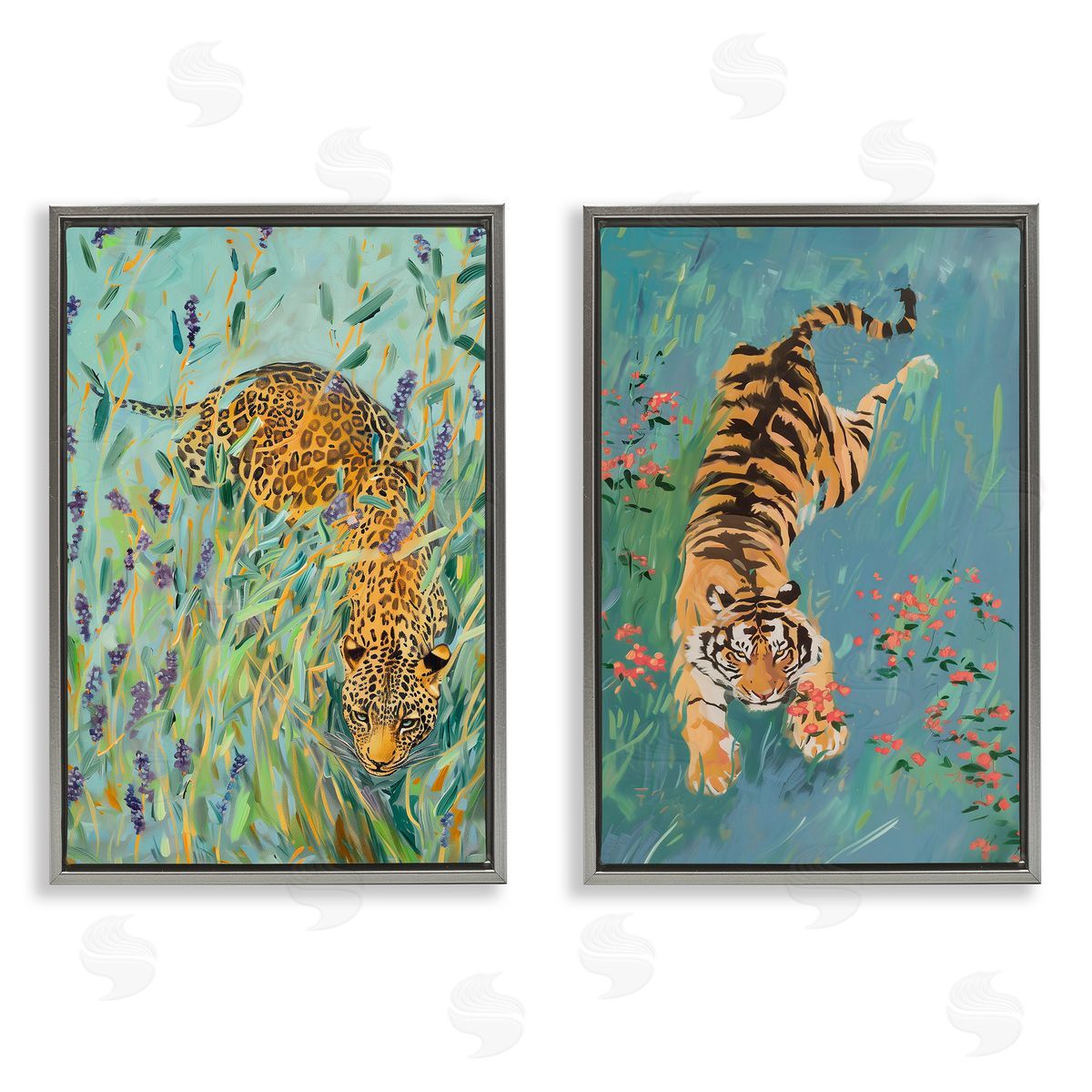 Amanda Tsoukanelis Prowling Tiger & Leopard Habitats Canvas Wall Art Print