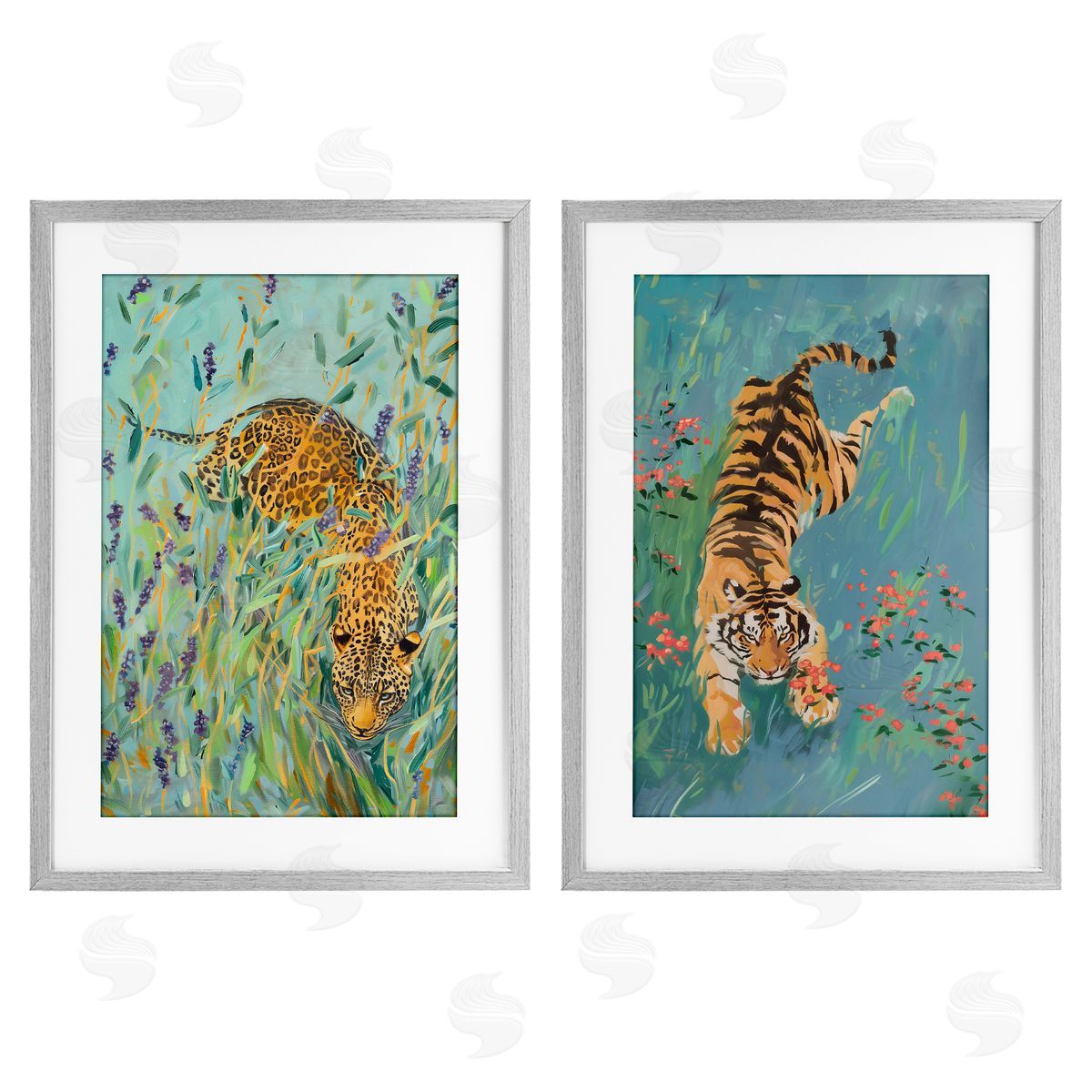 Amanda Tsoukanelis Prowling Tiger & Leopard Habitats Canvas Wall Art Print