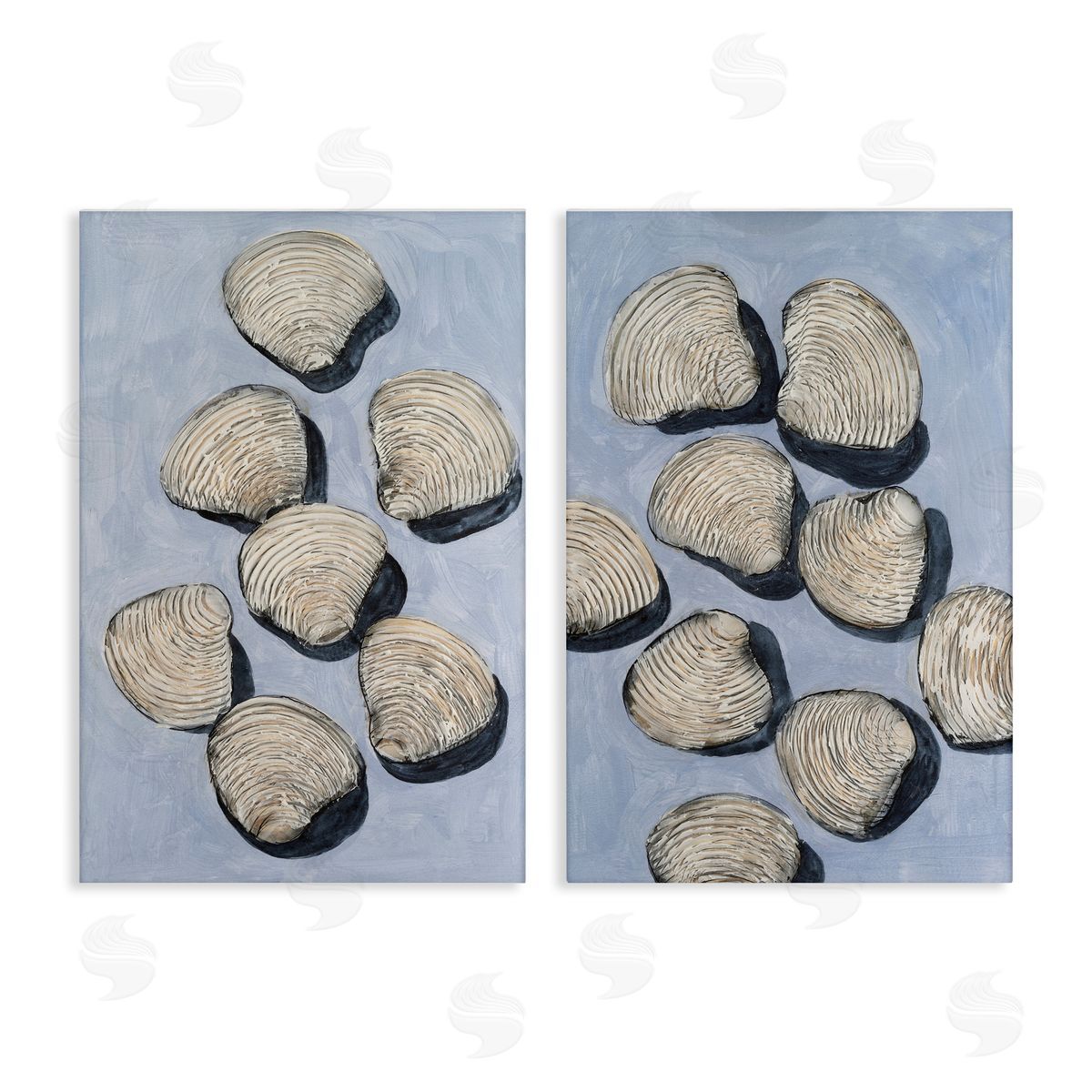 Michael Willett Embellished Clam Shells Sea Life Canvas Wall Art Print