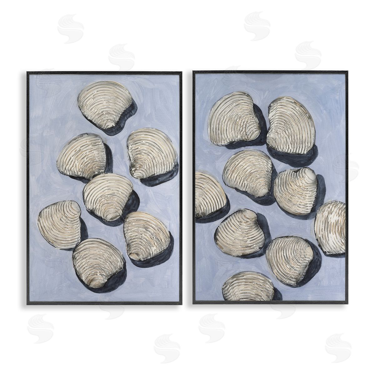 Michael Willett Embellished Clam Shells Sea Life Canvas Wall Art Print