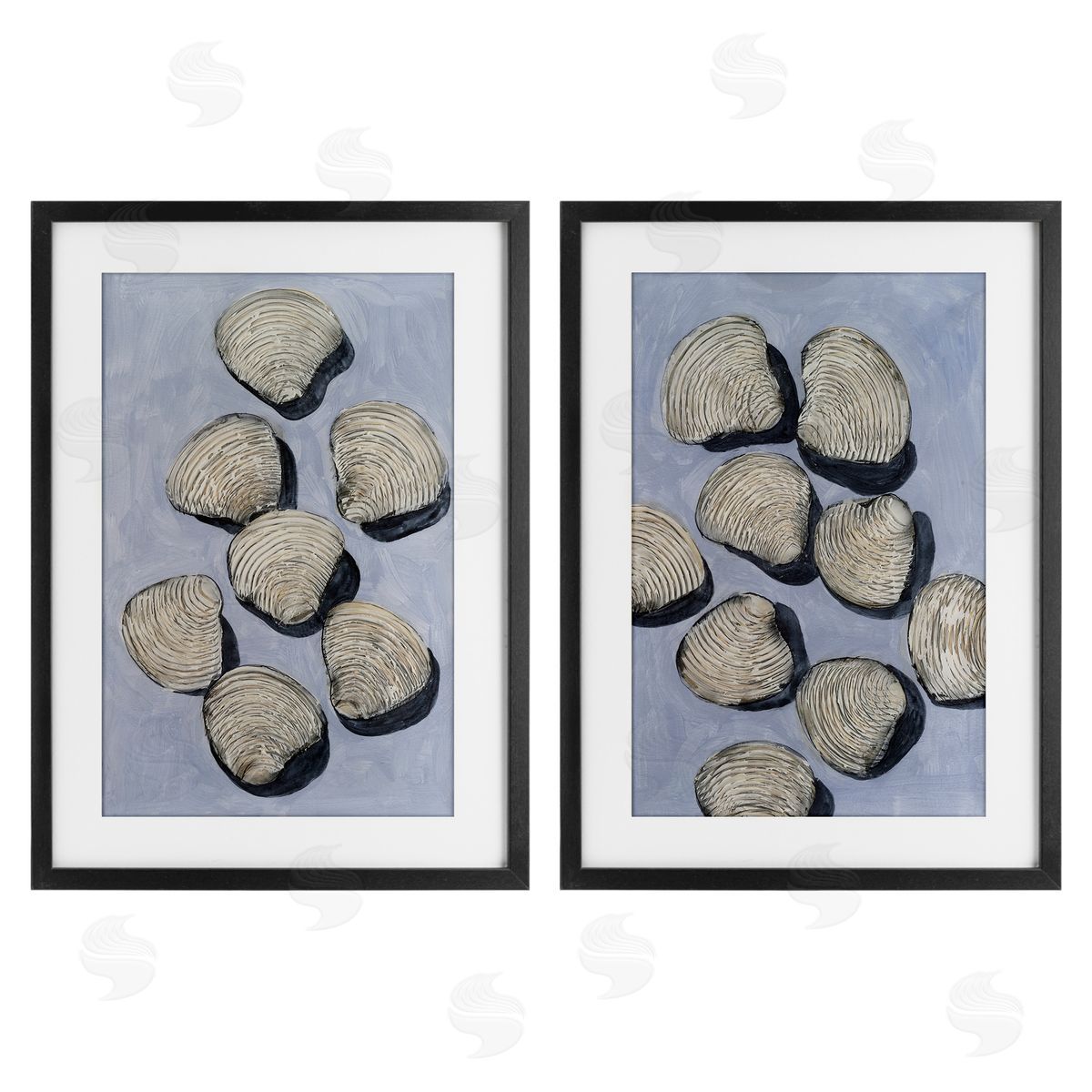 Michael Willett Embellished Clam Shells Sea Life Canvas Wall Art Print