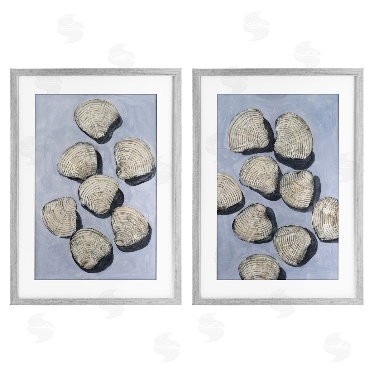 Michael Willett Embellished Clam Shells Sea Life Canvas Wall Art Print