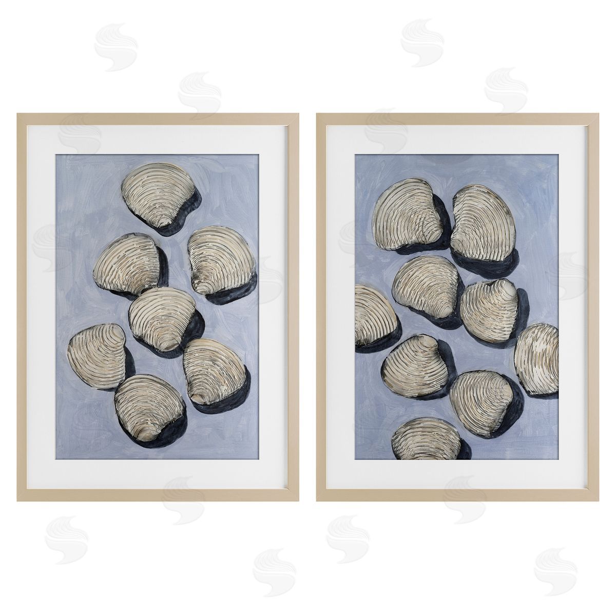 Michael Willett Embellished Clam Shells Sea Life Canvas Wall Art Print