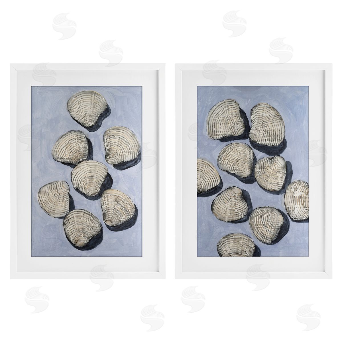 Michael Willett Embellished Clam Shells Sea Life Canvas Wall Art Print