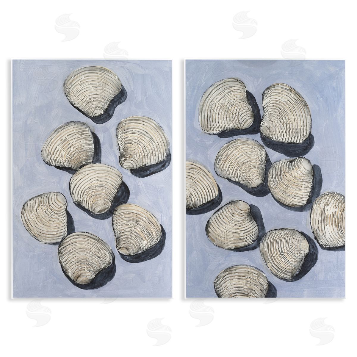 Michael Willett Embellished Clam Shells Sea Life Canvas Wall Art Print