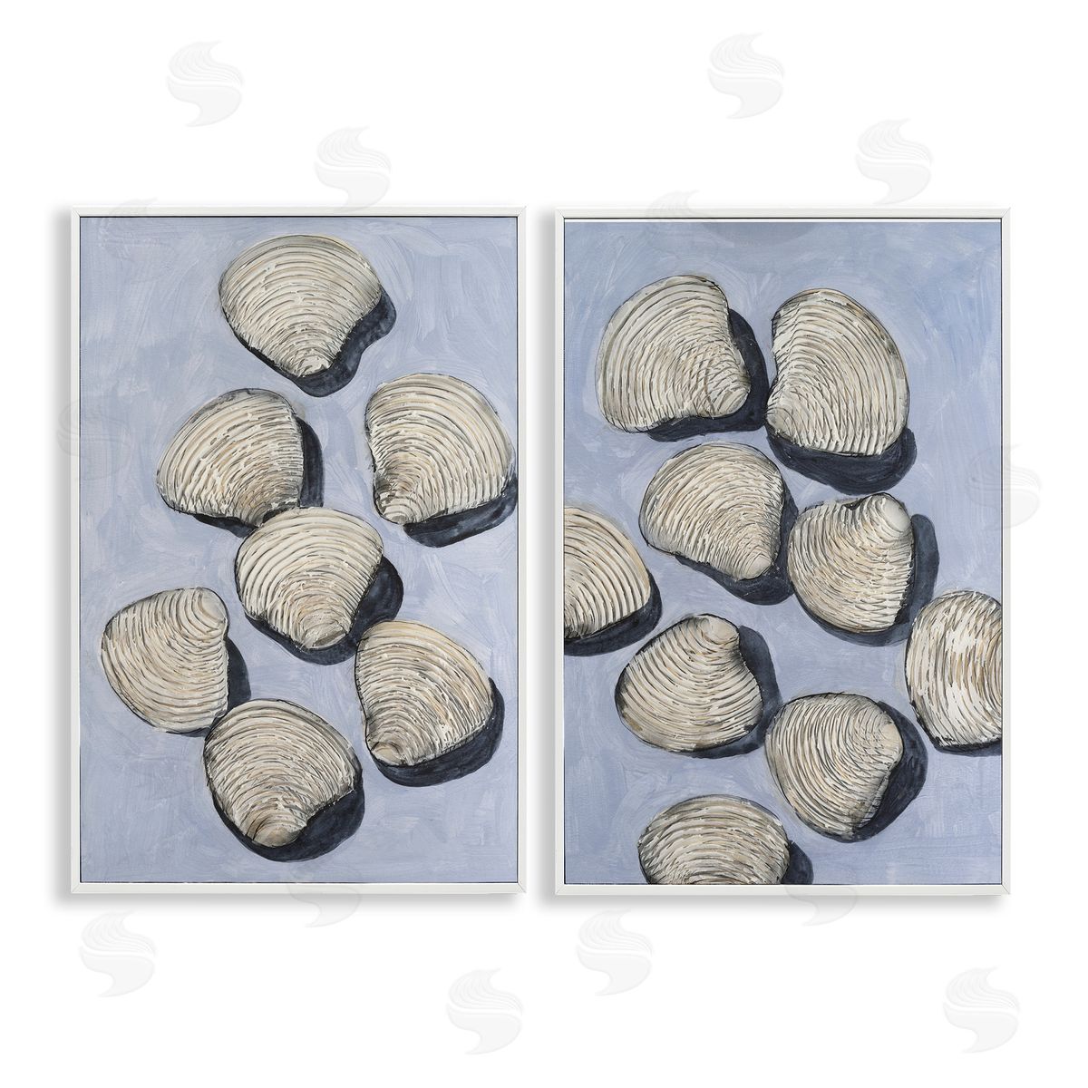 Michael Willett Embellished Clam Shells Sea Life Canvas Wall Art Print