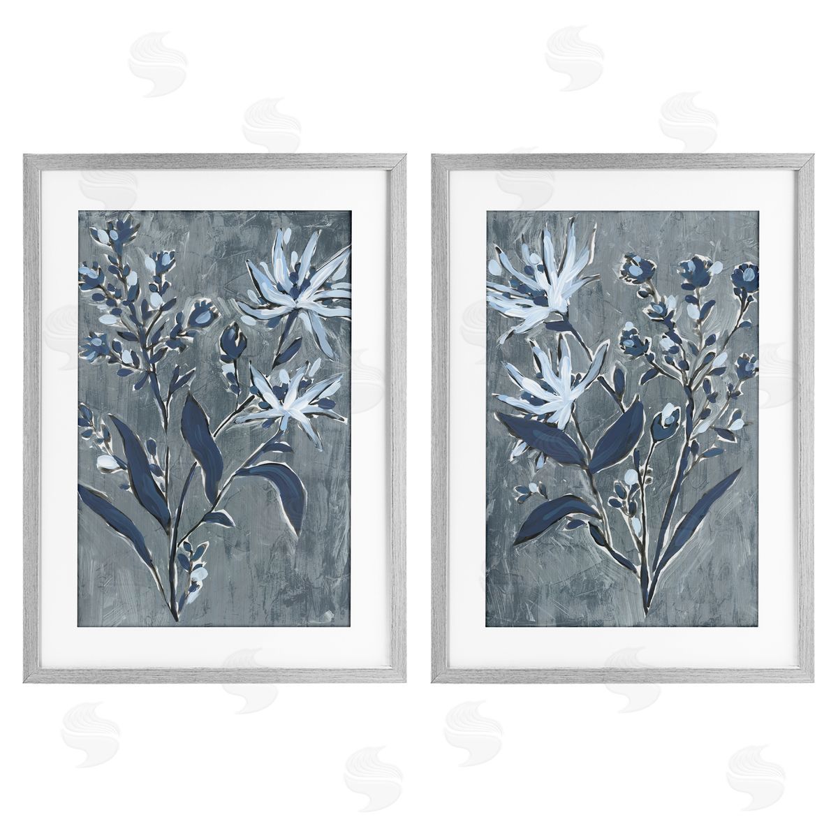 June Erica Vess Navy Flower Sprigs Canvas Wall Art Print