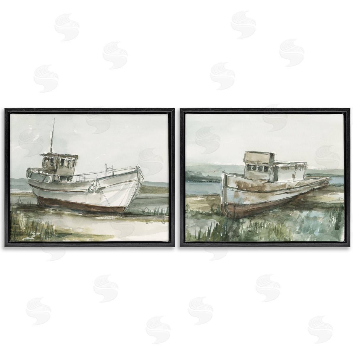 Ethan Harper Abandoned Fishing Boats Canvas Wall Art Print