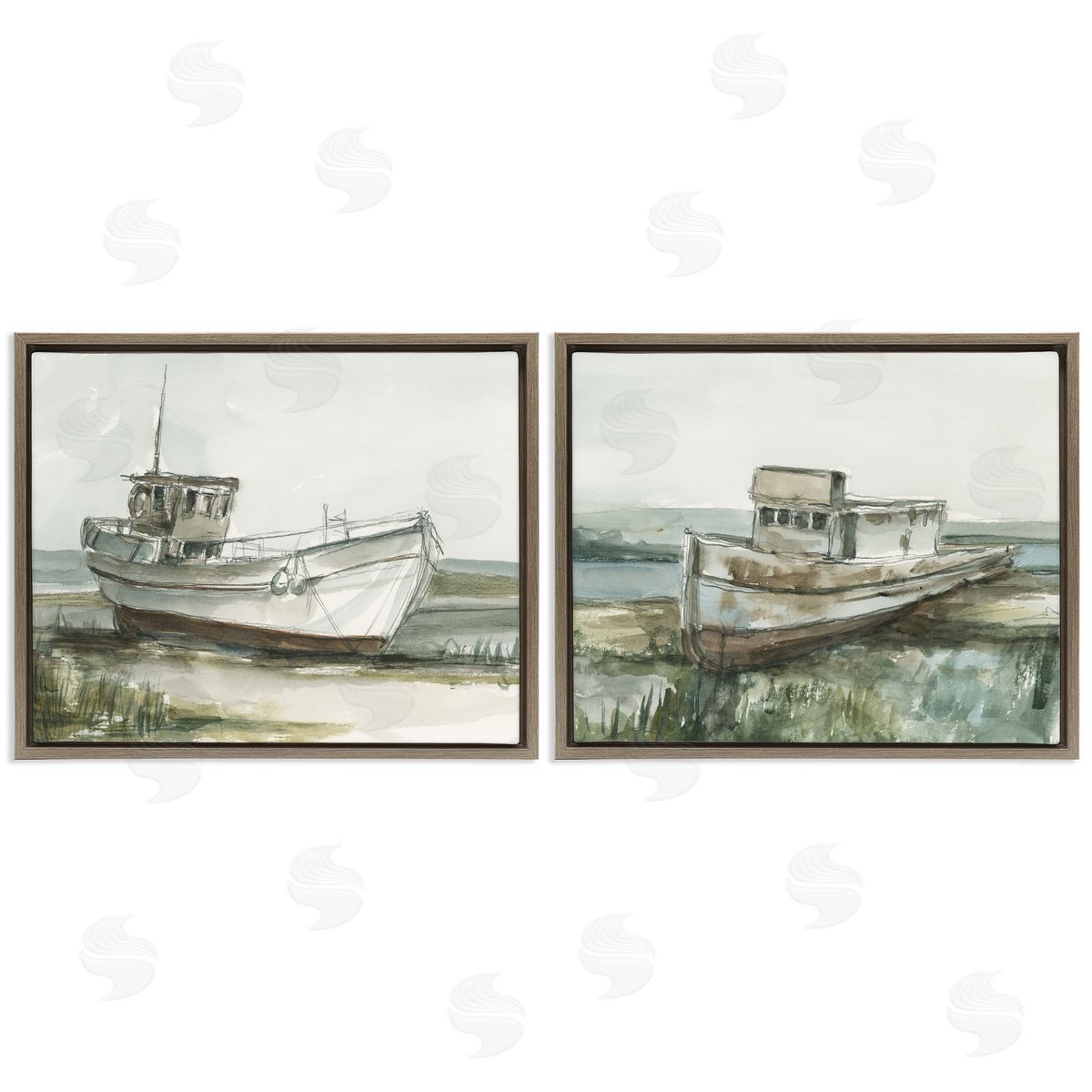 Ethan Harper Abandoned Fishing Boats Canvas Wall Art Print