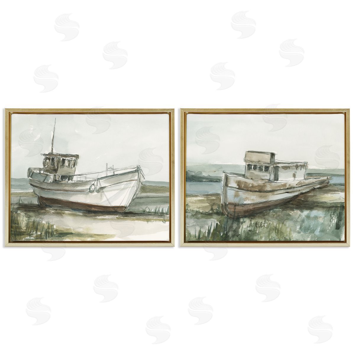 Ethan Harper Abandoned Fishing Boats Canvas Wall Art Print