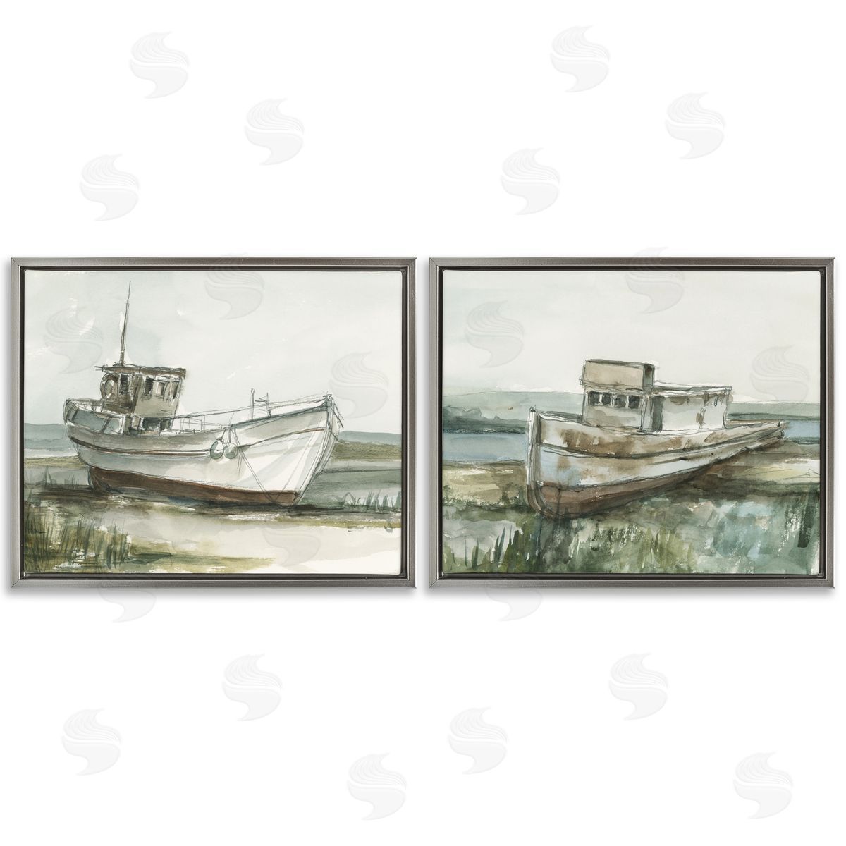 Ethan Harper Abandoned Fishing Boats Canvas Wall Art Print